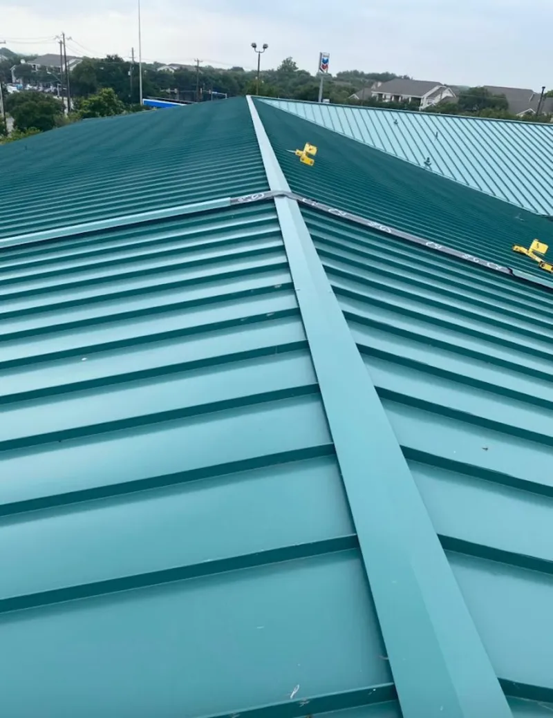 Green commercial metal roof ridge and valley for Metal Roof Repair in Safford